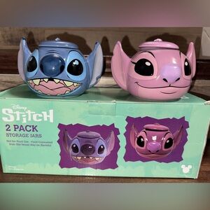 Super Cute 🥰 Disney Stitch and Angel 2 pack Storage Jars NEW